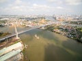 Aerial View Above The Expressway Across the Chao Phraya River Royalty Free Stock Photo
