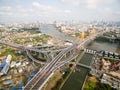 Aerial View Above The Expressway Across the Chao Phraya River Royalty Free Stock Photo