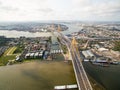 Aerial View Above The Expressway Across the Chao Phraya River Royalty Free Stock Photo