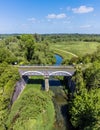 An aerial view above the Iron Trunk aqueduct and the Grand Union canal at Wolverton, UK