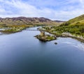 An aerial view above the junction of Loch Alsh, Loch Long and Loch Duich, Scotland