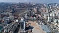 Aerial view above Kiev bussines and industry city landscape.