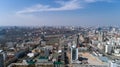 Aerial view above Kiev bussines and industry city landscape.