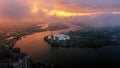 Aerial View Above London O2 Arena by The River Thames