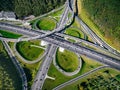 Aerial view of a massive highway road intersection in Moscow city, Russia Royalty Free Stock Photo
