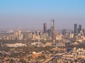 Aerial view above Melbourne`s city skyline