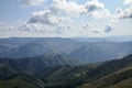 Aerial view above in the mountains and meadows. Beautiful landscape on a summer day. Carpathian of Ukraine Royalty Free Stock Photo