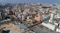 Aerial view above Kiev bussines and industry city landscape.