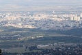 Aerial view from above of Sofia suburbs, cityscape of Sofia the capital of Bulgaria. Industrial area
