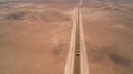 Aerial view from above to lonely Atacama desert route