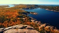 Aerial view of Acadia National Park in autumn season Royalty Free Stock Photo