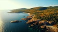 Aerial view of Acadia National Park in autumn season Royalty Free Stock Photo