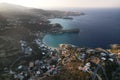 Aerial view of Achlada in the late afternoon. Crete, Greece. Royalty Free Stock Photo