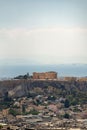 Aerial view of the Acropolis of Athens, Greece, with a stunning coastal cityscape