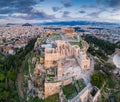 Aerial view of Acropolis of Athens, the Temple of Athena Nike, Parthenon, Hekatompedon Temple, Sanctuary of Zeus Polieus