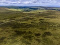 An aerial view across the landscape at Waun Mawn source of the stones for Stonehenge in Pembrokeshire, Wales