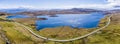 An aerial view across Loch Leathan on the Isle of Skye, Scotland