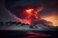 Aerial view of the Active Volcano with Lava