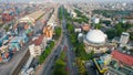 Aerial view of Activities in the port of Tanjung Priok, North Jakarta. Jakarta, Indonesia, October 28, 2021