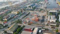 Aerial view of Activities in the port of Tanjung Priok, North Jakarta. Jakarta, Indonesia, October 28, 2021