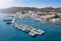 Aerial view of Adamas town, the port of Milos island Royalty Free Stock Photo