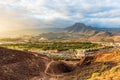 Aerial view on Adeje and Las Americas during wonderful sunset, Tenerife Royalty Free Stock Photo