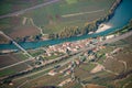 Aerial view of Adige Valley or Vallagarina with a Small Village - Trentino Italy Royalty Free Stock Photo