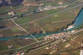 Aerial view of Adige Valley or Vallagarina with Small Villages - Trentino Italy Royalty Free Stock Photo
