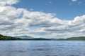 Aerial view of Adirondack Mountain landscape pictures, mountain lake.