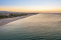Aerial view of adriatic sea and beach at sunrise