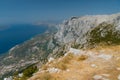 Aerial view of the Adriatic seacoat, Makarska riviera, Dalmatia, Croatia. Biokovo mountain Royalty Free Stock Photo