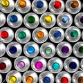 Aerial view of aerosol cans Royalty Free Stock Photo