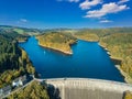 Aerial view of the agger dam in Gummersbach Royalty Free Stock Photo