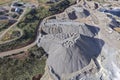 Aerial view of aggregate runes for construction, crushed stone type, awaiting concrete production Royalty Free Stock Photo