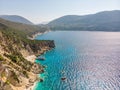 Aerial view of Agiofili Beach, Lefkada, Greece. Royalty Free Stock Photo