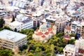 Aerial view of the Agios Nikolaos Church from the Lykavittos hill, with miniature effect, in cent