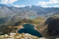 Aerial view of Agnel Lake and Lake Serru. Gran Paradiso National Park, Italy. Royalty Free Stock Photo