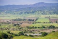 Aerial view of agricultural fields, mountain background, south San Francisco bay, San Jose, California