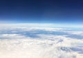 Aerial view from the airplane.Above the sky horizon.World explorer cover