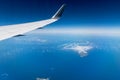 Aerial view from airplane Corvo Island Portugal Atlantic Ocean