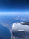 Aerial view from an airplane onto the Gibraltar strait Royalty Free Stock Photo
