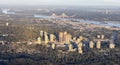 Aerial View from Airplane of Residential Homes and Buildings Royalty Free Stock Photo