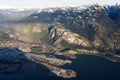 Aerial View from an Airplane of a small touristic town, Squamish Royalty Free Stock Photo