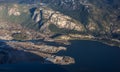 Aerial View from an Airplane of a small touristic town, Squamish Royalty Free Stock Photo