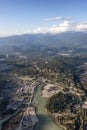 Aerial View from Airplane of a small touristic town, Squamish Royalty Free Stock Photo