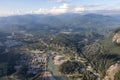 Aerial View from Airplane of a small touristic town, Squamish Royalty Free Stock Photo