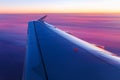 Aerial view from airplane window at sunrise Royalty Free Stock Photo