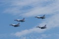 Aerial view of airplanes flying in sky