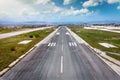 Aerial view of an airport runway Royalty Free Stock Photo