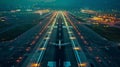 Nighttime Aerial View of Busy Airport Royalty Free Stock Photo